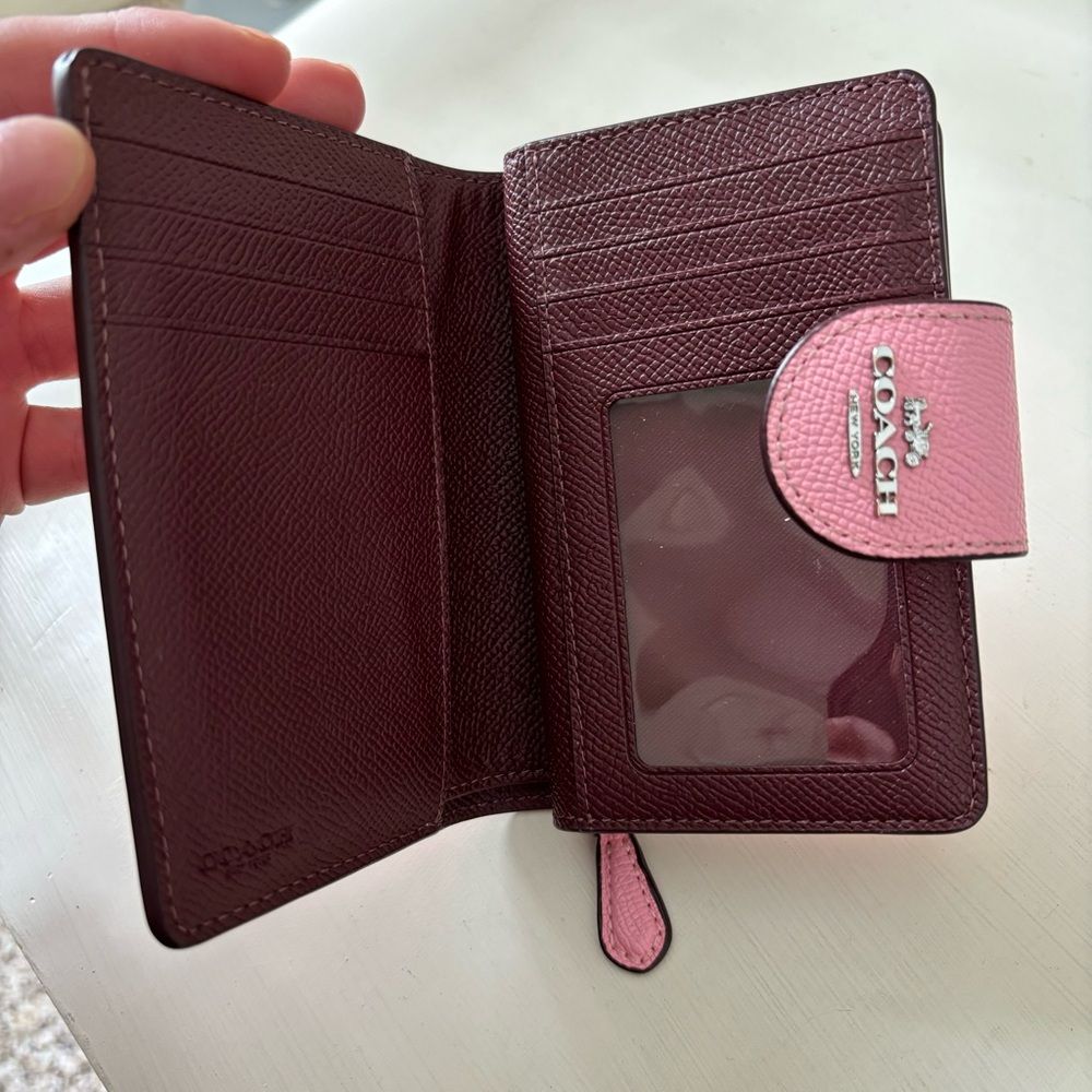 Coach Pink Textured Leather Wallet with Fold-Over Closure - Picture 6 of 6